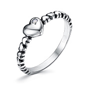 Кольцо Сердце из серебра с фианитом
