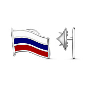 Значок Флаг России из серебра с эмалью
